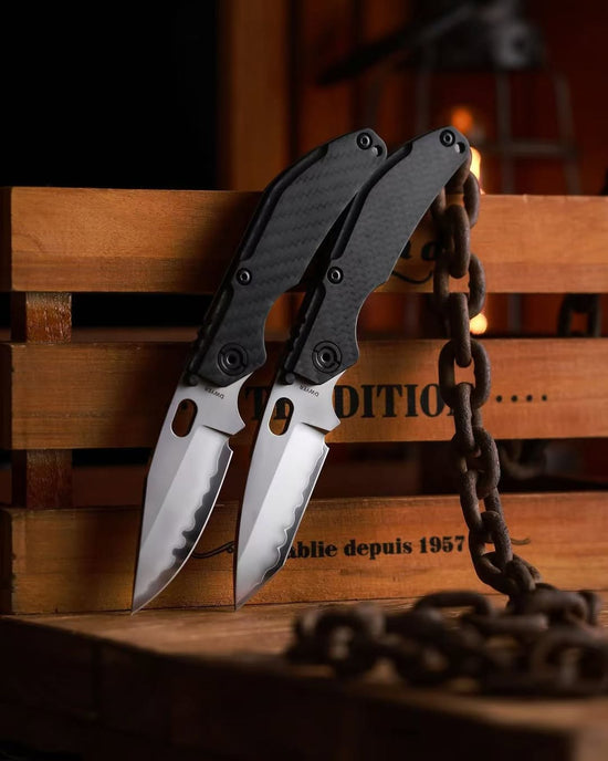 North Mountain Blade x Duane Dwyer BBNM - 3.62" SLD-Magic Bowie Blade, 3K Carbon Fibre Handle