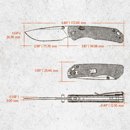Vosteed Marten A1607 - 2.98" 154CM Black Stonewash Blade, Amber PEI Handle