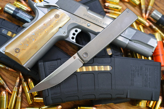 North Mountain Blade Kaiken - 3.5" M390 Tanto Blade, Titanium Handle