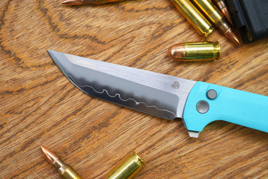 North Mountain Blade Chop 2 G10 - 3.4" SLD-Magic Steel San Mai Tanto Blade, Sky Blue G10 Handle