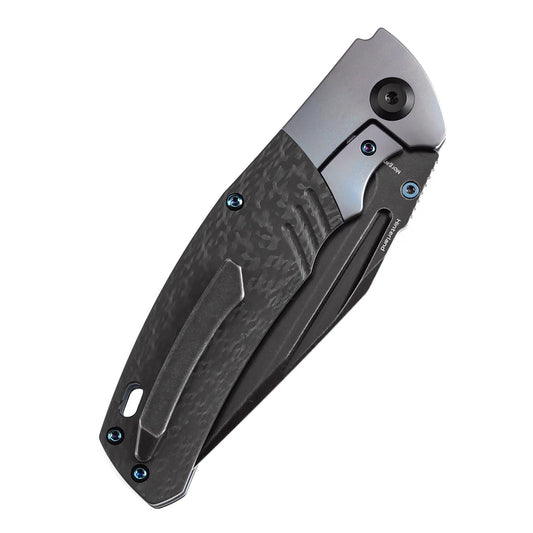 Kansept Hinterland - 3.58" CPM-S35VN Blackwash Clip Point, Blue Titanium/Twill Carbon Fibre - K1057A1