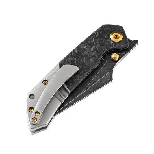 Kansept Fenrir - 3.48" CPM-S35VN Black Stonewashed Blade, Shred Carbon Fibre/Titanium Handle - K1034A1