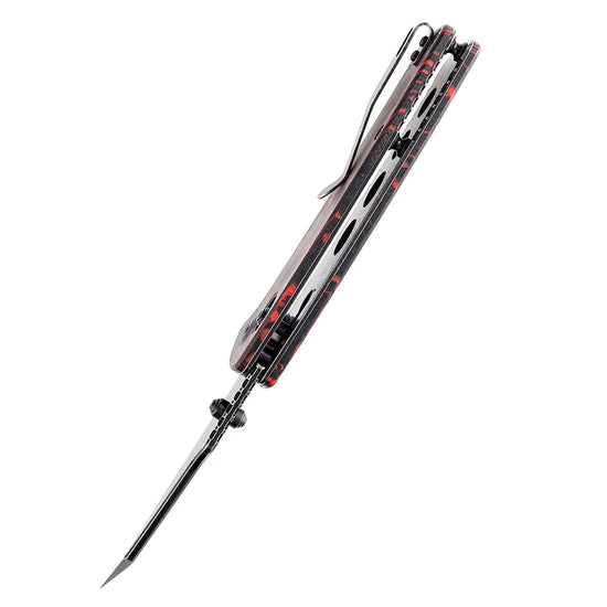 Kansept Main Street - 3.36" 154CM Black Stonewashed Blade, Red G-Mascus Handle - T1015V5