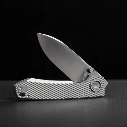 Vosteed Raccoon V Vanchor Lock A4003 - 3.22" M390 Satin Blade, Titanium Handle