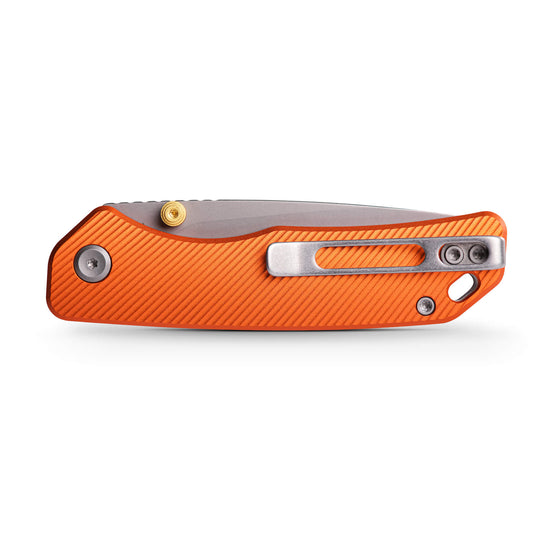 Vosteed Marten A1604 - 2.98" 154CM Stonewash Blade, Orange Aluminium Handle