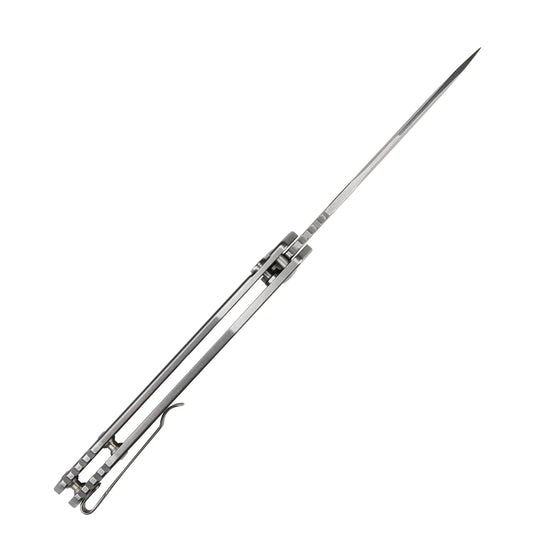 CJRB Frack - 3.9" AR-RPM9 Stonewashed Drop Point Blade, Grey Steel Handles - J1931ST