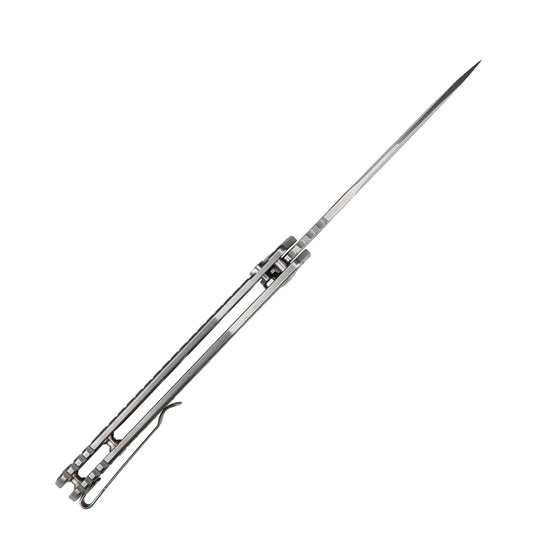 CJRB Frack Frag - 3.9" AR-RPM9 Stonewashed Drop Point Blade, Grey Frag Steel Handles - J1931FST