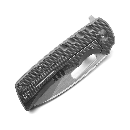 Miguron Knives Arma II - 3.75" M390 Satin Blade, Dark Grey Titanium Handle