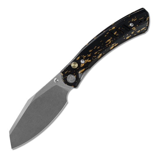 Miguron Karok - 3.4" Stonewashed D2, Black Aluminium Handle