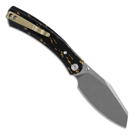 Miguron Karok - 3.4" Stonewashed D2, Black Aluminium Handle