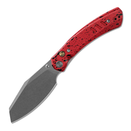 Miguron Karok - 3.4" Stonewashed D2, Red Aluminium Handle