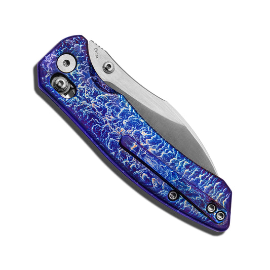 Miguron Norsa - 3.07" Elmax Satin Blade, Lightning Anodised Titanium Handle
