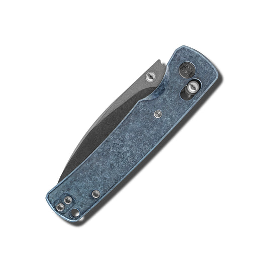 Miguron Vakor - 3.19" M390 Stonewash Blade, Blue Crystal Titanium Handle