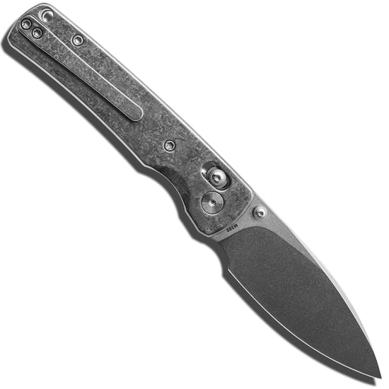 Miguron Vakor - 3.19" M390 Stonewash Blade, Silver Crystal Titanium Handle