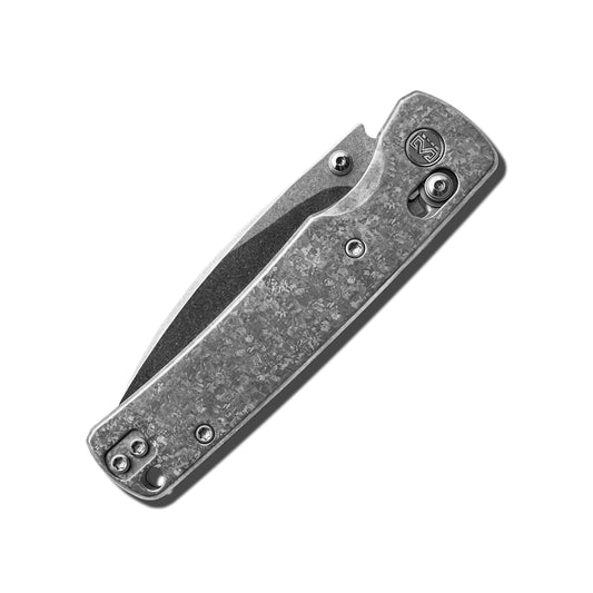 Miguron Vakor - 3.19" M390 Stonewash Blade, Silver Crystal Titanium Handle
