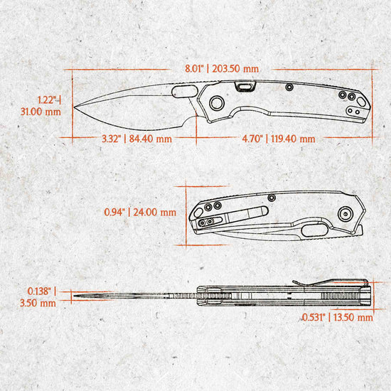 Vosteed Psyop A2210 - 3.32" Elmax Stonewashed Blade, Norplex UltreX Natural Micarta Handle