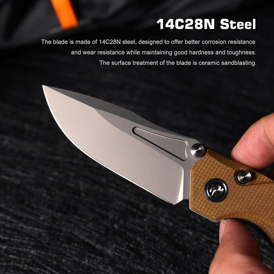 Remette RT-Rhino - 3.07" 14C28N Sandblasted Blade, Brown Micarta Handle