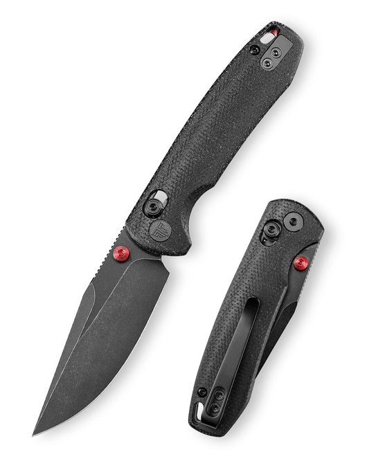 Trivisa Butterfly-BM - 2.99" 14C28N Black Stonewashed Blade, Black Micarta Handle