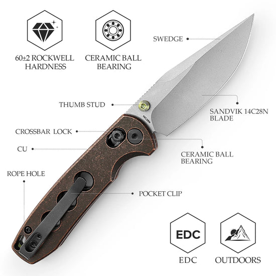Trivisa Butterfly-CU - 2.99" 14C28N Stonewashed Blade, Copper Handle