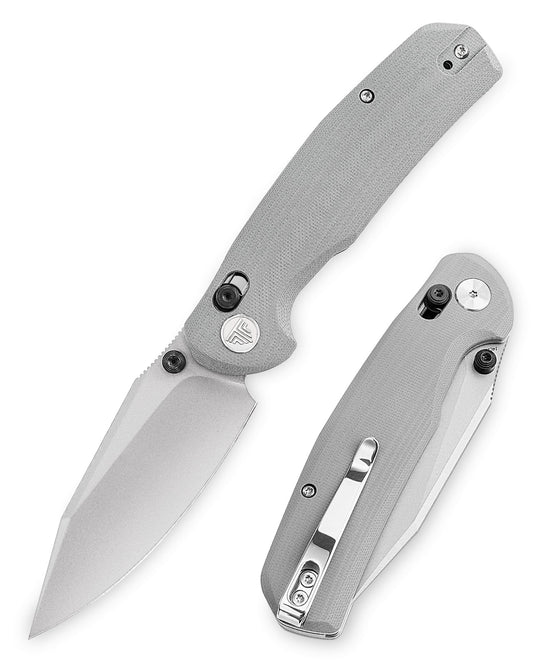 Trivisa Hornet-03G - 3.34" 14C28N Stonewashed Blade, Light Grey G10