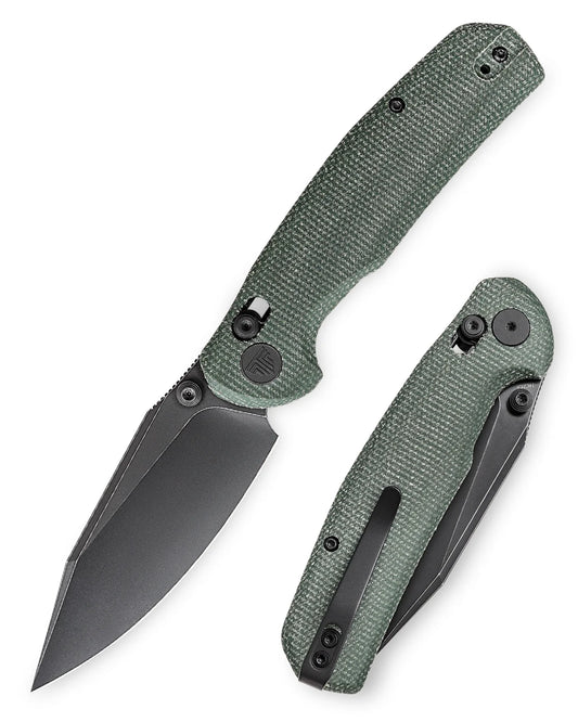 Trivisa Hornet-04G - 3.34" 14C28N Black Stonewashed Blade, Green Micarta