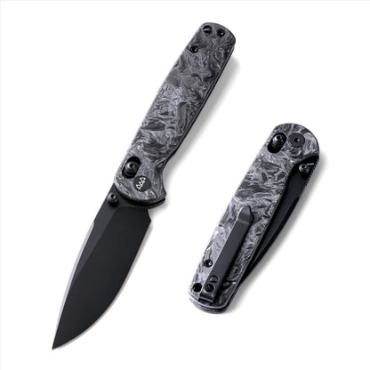 Wixco Drax WX10-B - 3.23" 14C28N Black PVD Blade, Grey Shredded Carbon Fibre Handle