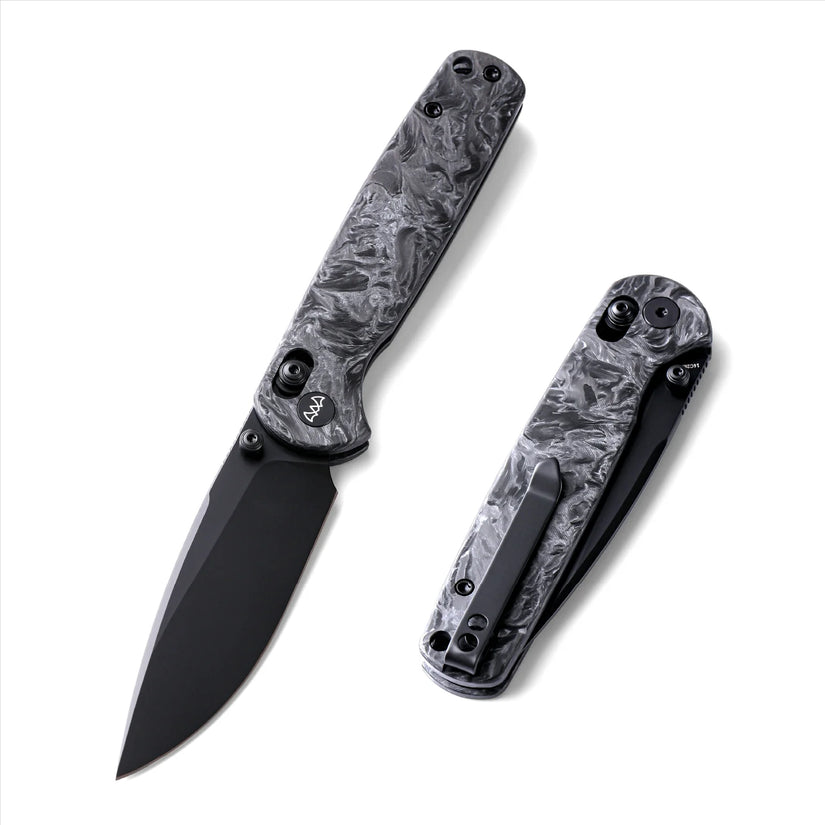 Wixco Drax WX10-B - 3.23" 14C28N Black PVD Blade, Grey Shredded Carbon Fibre Handle