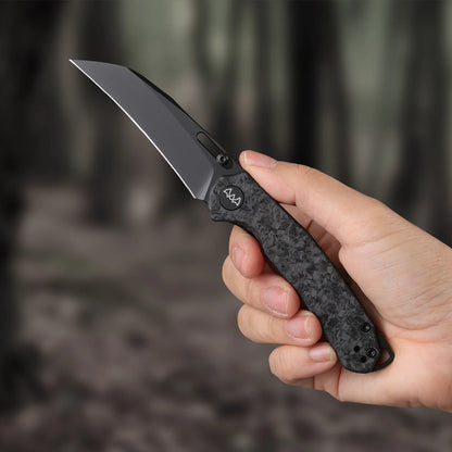 Wixco Wortex WX16-B - 3.1" 14C28N Black PVD Blade, Black Shredded Carbon Fibre Handle