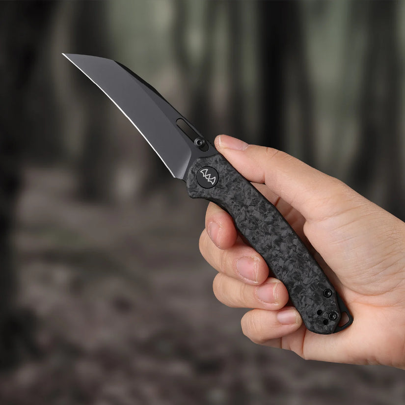 Wixco Wortex WX16-B - 3.1" 14C28N Black PVD Blade, Black Shredded Carbon Fibre Handle