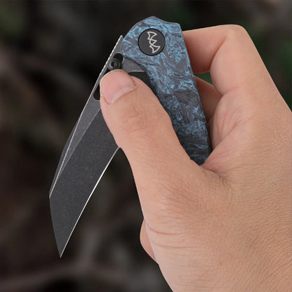 Wixco Wortex WX16-C - 3.1" 14C28N Black PVD Blade, Blue Shredded Carbon Fibre Handle