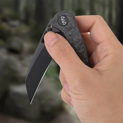 Wixco Wortex WX16-B - 3.1" 14C28N Black PVD Blade, Black Shredded Carbon Fibre Handle