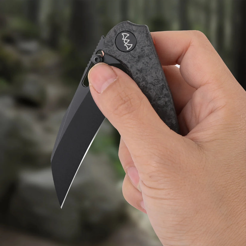 Wixco Wortex WX16-B - 3.1" 14C28N Black PVD Blade, Black Shredded Carbon Fibre Handle