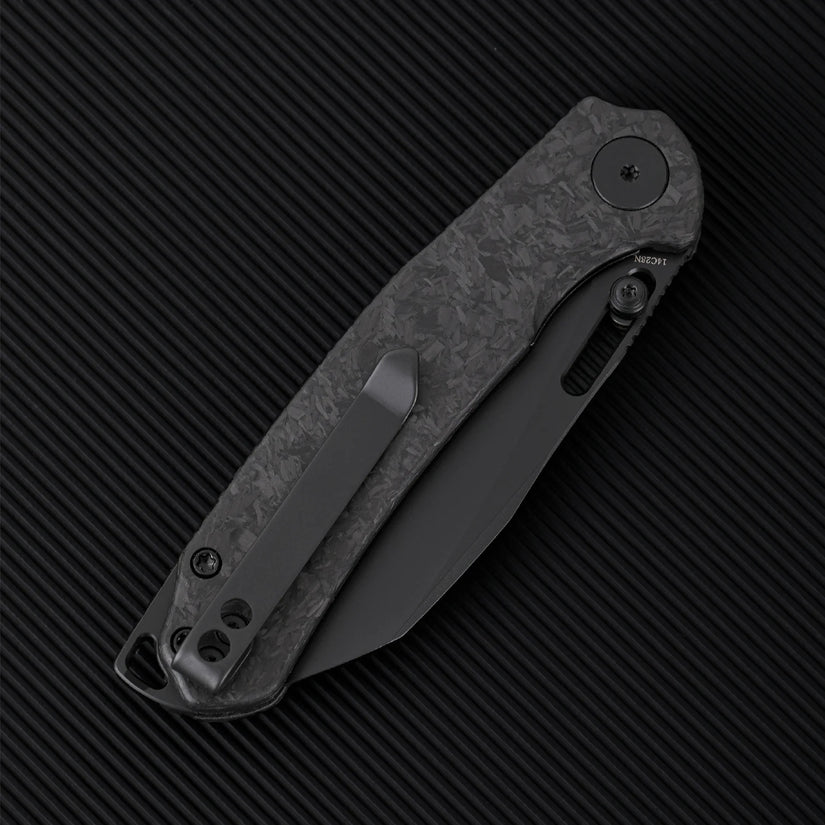 Wixco Wortex WX16-B - 3.1" 14C28N Black PVD Blade, Black Shredded Carbon Fibre Handle