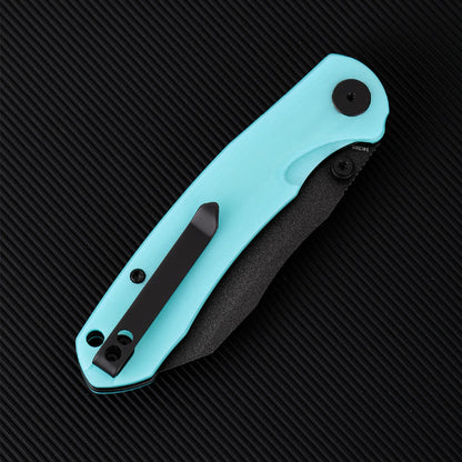 Wixco Axor WX15-C - 3.35" 14C28N Textured Black Blade, Light Blue G10 Handle