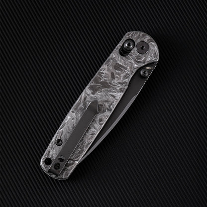 Wixco Drax WX10-B - 3.23" 14C28N Black PVD Blade, Grey Shredded Carbon Fibre Handle