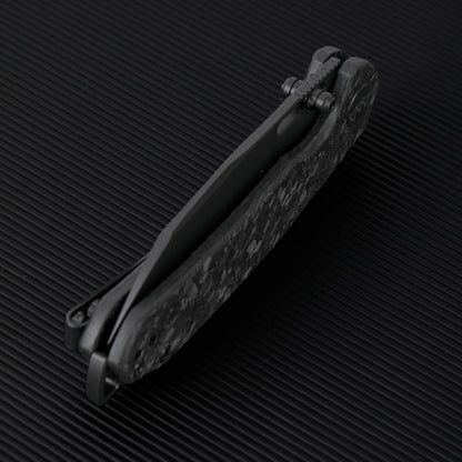 Wixco Wortex WX16-B - 3.1" 14C28N Black PVD Blade, Black Shredded Carbon Fibre Handle
