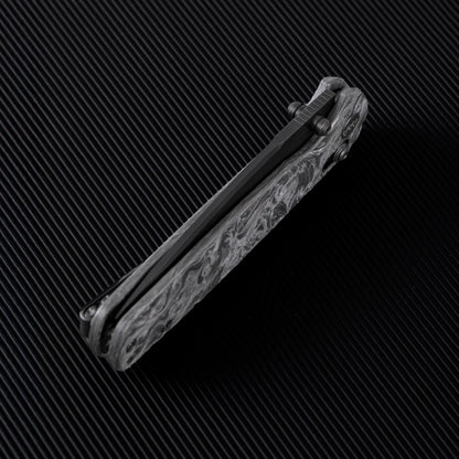 Wixco Drax WX10-B - 3.23" 14C28N Black PVD Blade, Grey Shredded Carbon Fibre Handle