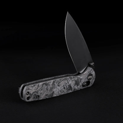 Wixco Drax WX10-B - 3.23" 14C28N Black PVD Blade, Grey Shredded Carbon Fibre Handle