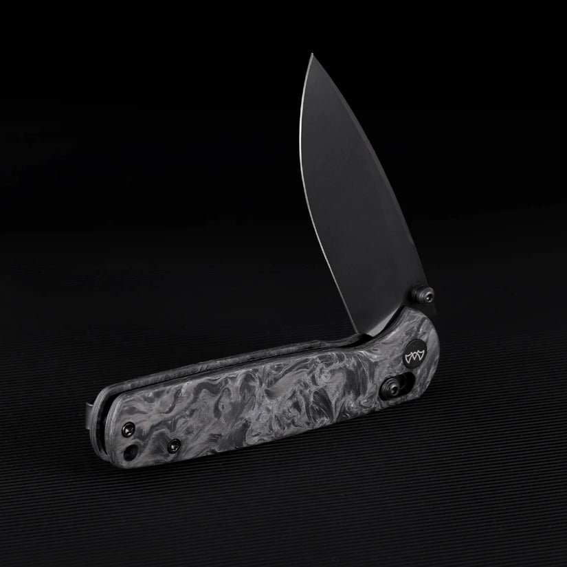 Wixco Drax WX10-B - 3.23" 14C28N Black PVD Blade, Grey Shredded Carbon Fibre Handle