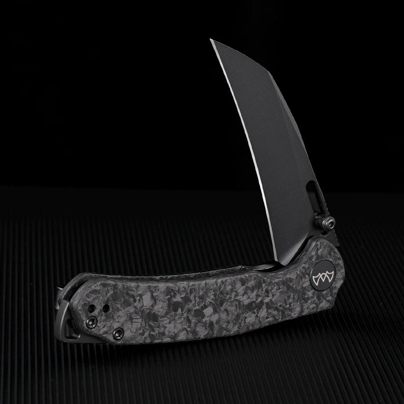Wixco Wortex WX16-B - 3.1" 14C28N Black PVD Blade, Black Shredded Carbon Fibre Handle
