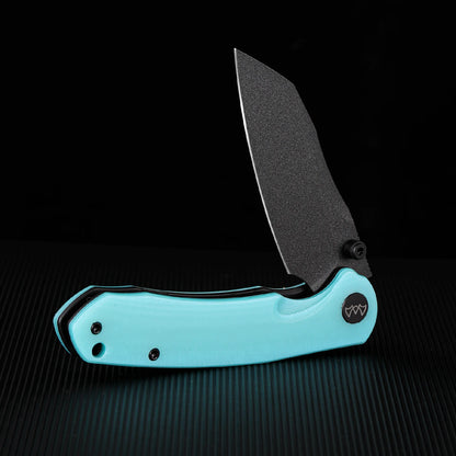 Wixco Axor WX15-C - 3.35" 14C28N Textured Black Blade, Light Blue G10 Handle