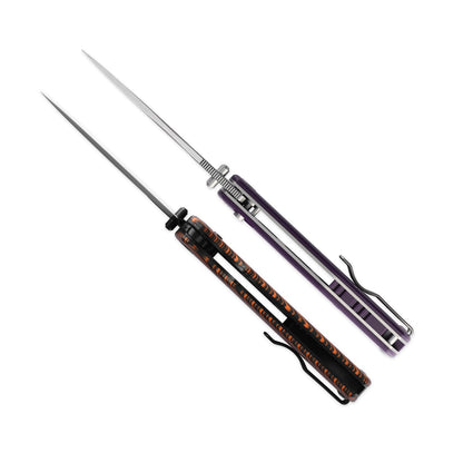Petrified Fish Lis PFP14PW - 3.78" 10Cr15coMoV Stonewashed, Purple G10 Handle