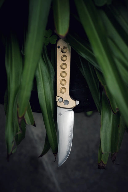 North Mountain Blade Chop 2 Bronze - 3.4" SLD-Magic Steel San Mai Tanto Blade, Bronze Holes Handle