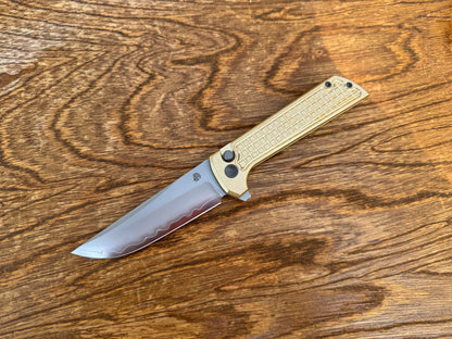 North Mountain Blade Chop 2 Bronze - 3.4" SLD-Magic Steel San Mai Tanto Blade, Bronze Frag Handle