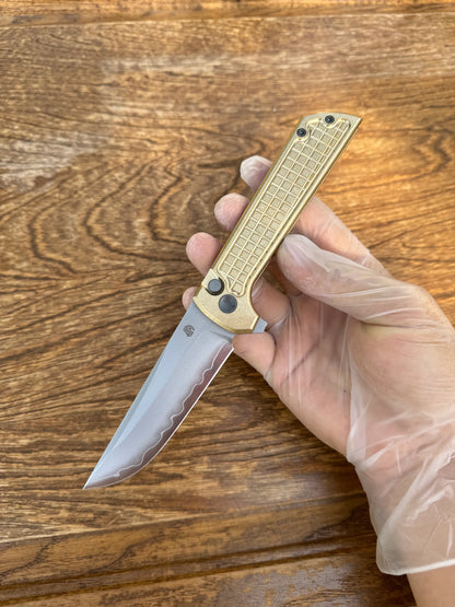 North Mountain Blade Chop 2 Bronze - 3.4" SLD-Magic Steel San Mai Tanto Blade, Bronze Frag Handle