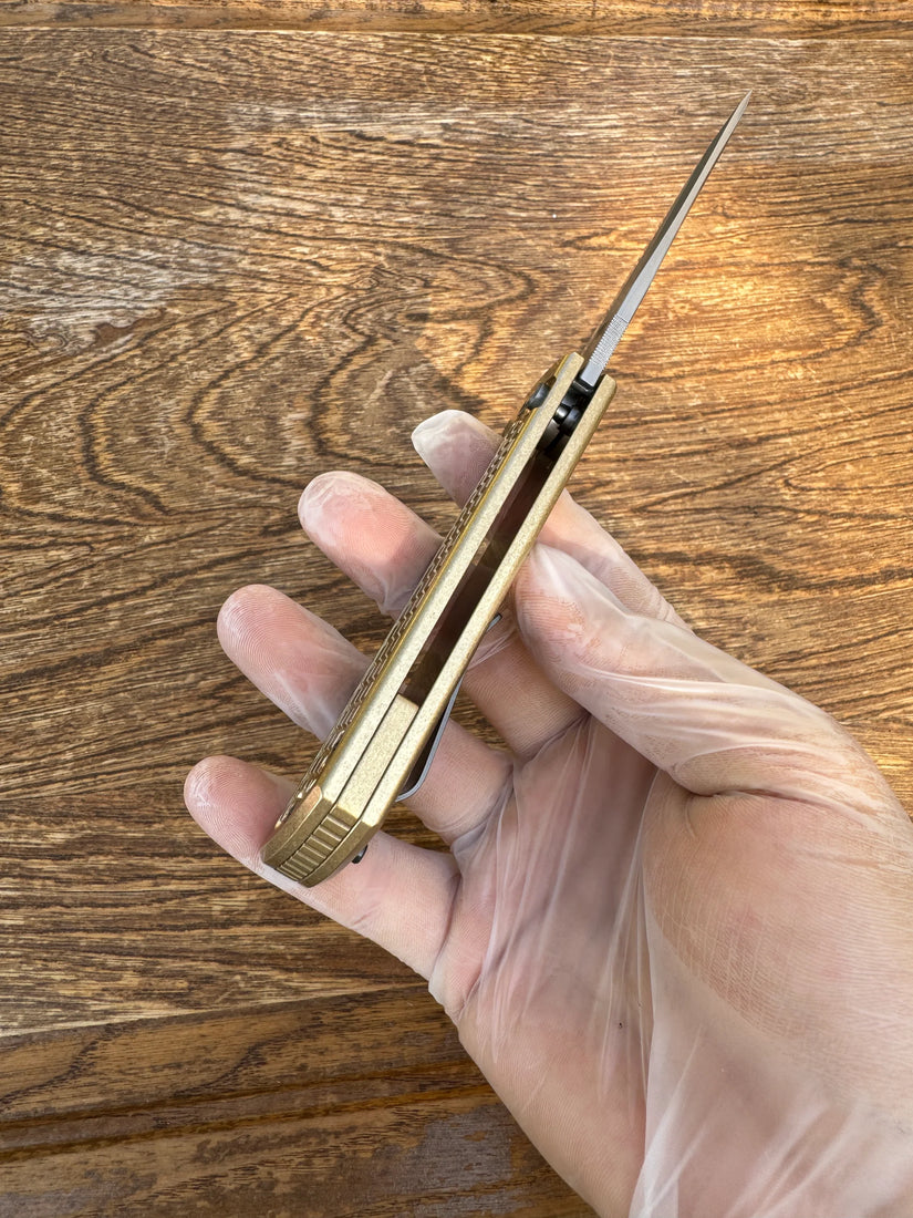 North Mountain Blade Chop 2 Bronze - 3.4" SLD-Magic Steel San Mai Tanto Blade, Bronze Frag Handle