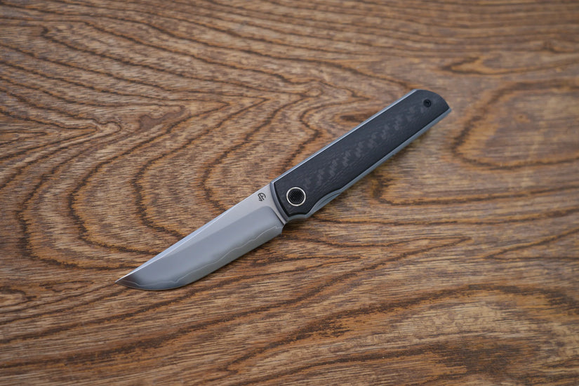 North Mountain Blade Kwaiken 3K - 3.4" SLD-Magic Steel Drop Point Blade, 3K Carbon Fibre Handle