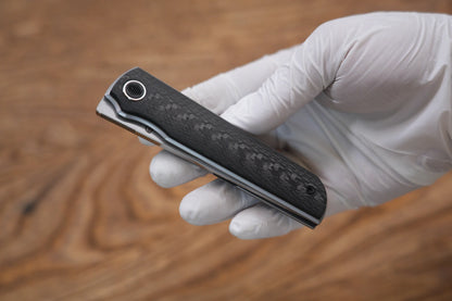 North Mountain Blade Kwaiken 3K - 3.4" SLD-Magic Steel Drop Point Blade, 3K Carbon Fibre Handle
