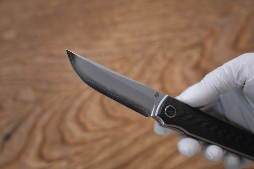 North Mountain Blade Kwaiken 3K - 3.4" SLD-Magic Steel Drop Point Blade, 3K Carbon Fibre Handle