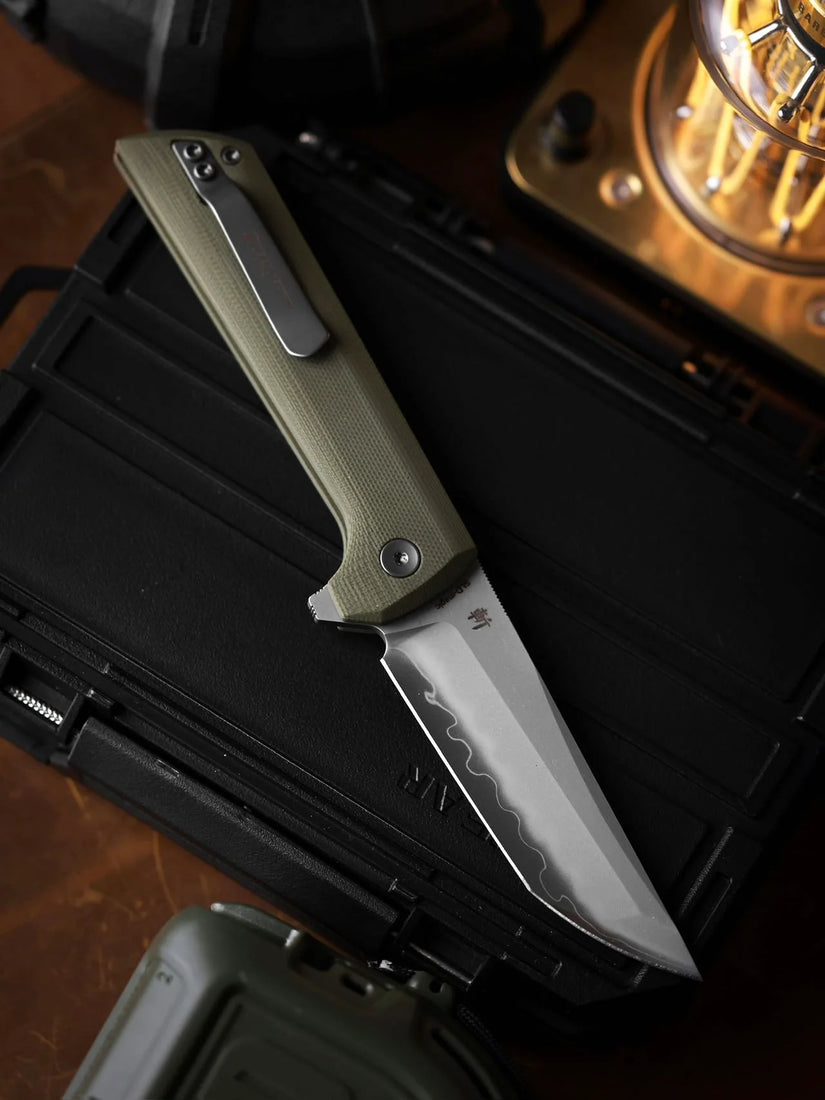 North Mountain Blade Chop 2 G10 - 3.4" SLD-Magic Steel San Mai Tanto Blade, Green G10 Handle